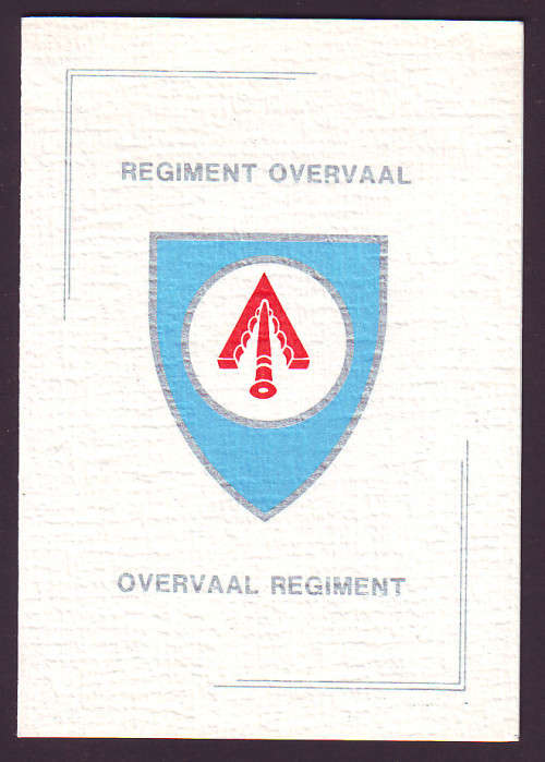 SADF - Regiment Overvaal Related Card
