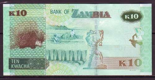Zambia New Series - 10 Kwacha Note in UNC ( 2018 )