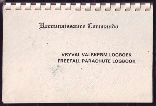 SADF - Recconnaissance Commando ( Recce ) Freefall Parachute Log Book