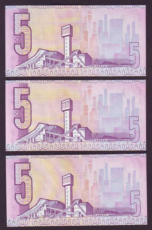 Republic of South Africa - C.L Stals 3 by R5 Notes in Sequence and UNC