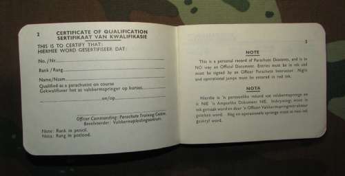 SADF - 1 Parachute Battalion Log Book ( Not Used )