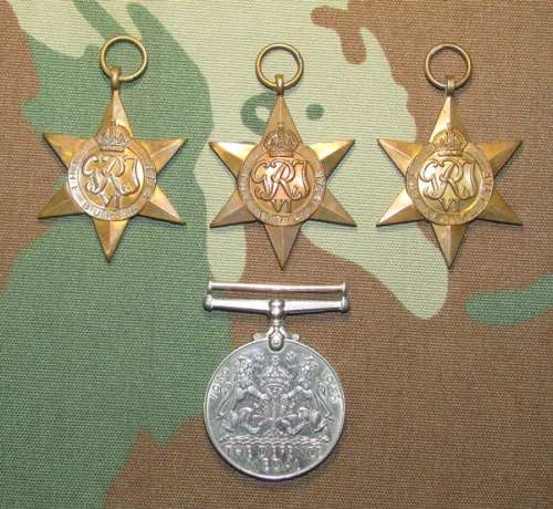 World War Two Group of 4 Including Burma Star ( Not Named - No Ribbons )