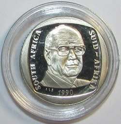 1990 Republic of South Africa One Rand Coin