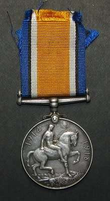 Full Size World War 1 War Medal ( Silver ) : MID.H.F.G.Leftwich.R.N.