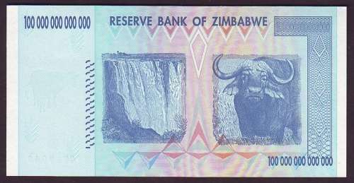 Zimbabwe - 100 Trillion Dollar Note ( AA - UNC )