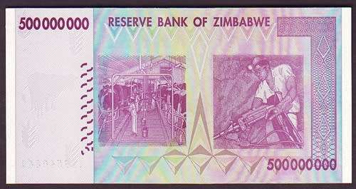Zimbabwe - Five Hundred Million Dollars AA Note ( UNC )