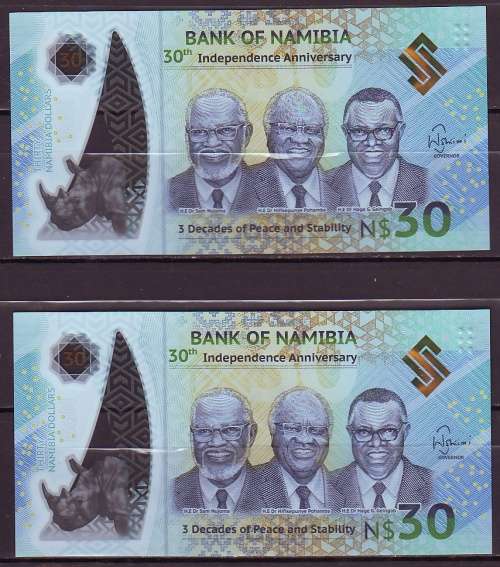 New 2020 Namibia - 30 Years of Democracy Polymer Pair in Sequence and UNC