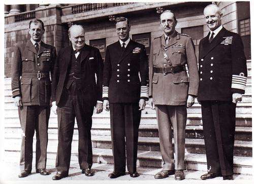 Original Press Large Photograph - 1945 Churchill King George VI 1945