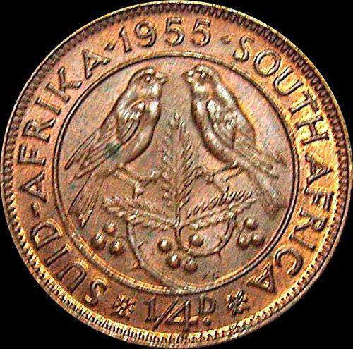 1955 Union of South Africa 1/4D Penny - Uncirculated