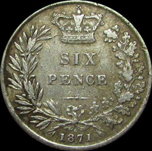 Great Britain - 1871 Silver Sixpence