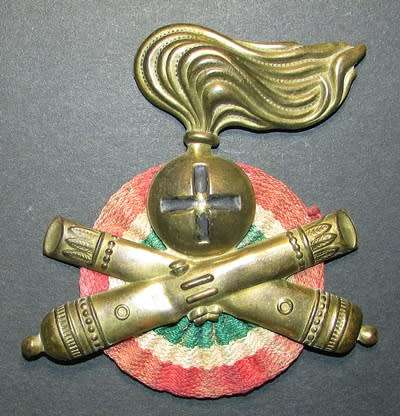 Italy - Italian WW2 Facist Artillery Pith Helmet Badge