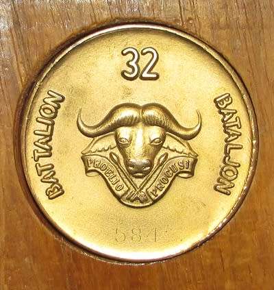 SADF - 32 Battalion Cased Medallion ( Low Number 584 )