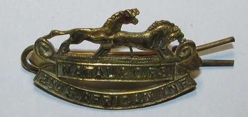 World War Two Era: Natal and OFS 2ND South African Infantry Cap Badge