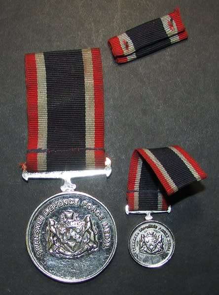 SADF - Homelands ( Transkei ) Defence Force Medal with Miniature and Bar