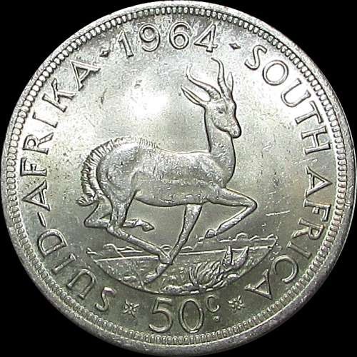 1964 Republic of South Africa Silver 50 Cent - Brillaint Coin
