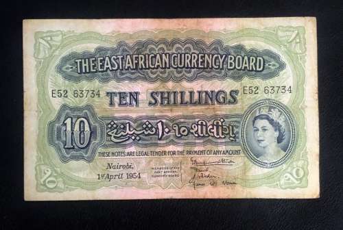 East Africa - 1954 Queen Elizabeth 10 Shillings