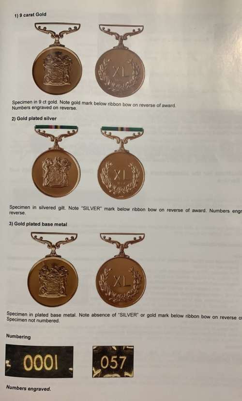 SADF - 9CT Gold Medal for Distinguished Conduct and Loyal Service Full Size Plus Miniature