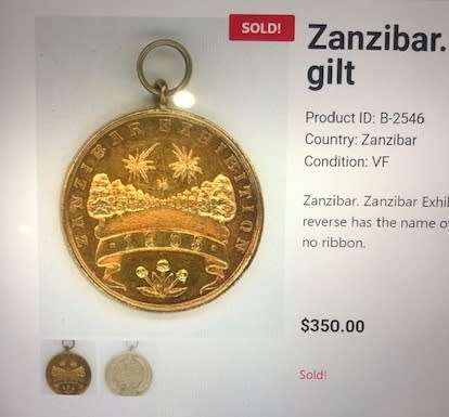( Scarse ) 1906 Zanzibar Empire Exibition Commemorative Medal