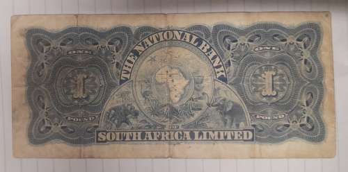 Extremely Rare - 1921 National Bank of South Africa ( Rhodesian Issue ) One Pound Note
