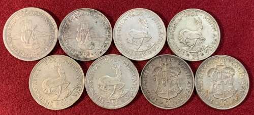 Union of South Africe Silver Crown Lot - 8 Coins in Total