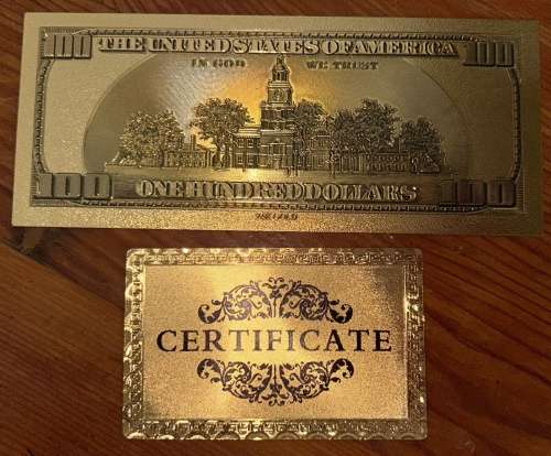 United States - 24 CT Gold Foil 100$ Bill
