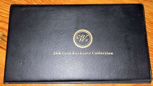 24 CT Gold Foil International Notes in Folder