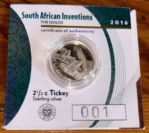 Certificate Number 001 - South African invenstions 2,5 Cent Tickey
