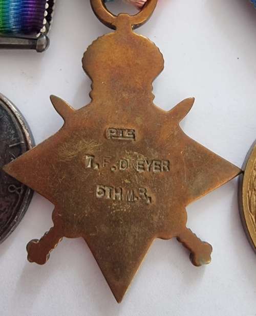 World War 1 Full Size Group of Three to:PTE T.F Dreyer 5th Mounted Rifles