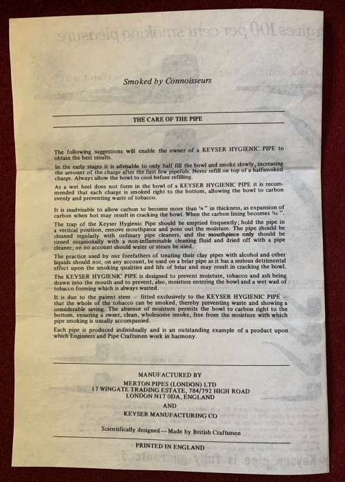 1980`s - Boxed Number 8 (Giant Bent) Keyser Smoking Pipe