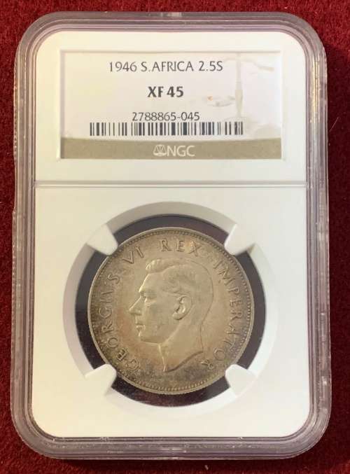 1946 Union of South Africa Half Crown - NGC Graded XF45