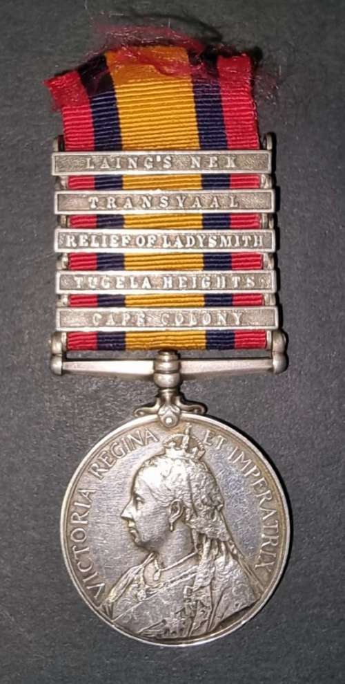 Full Size Queen South Africa (QSA)Medal with 5 Bars: 5815 T.G. Day - K.R.R.C