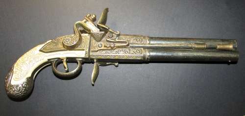 Vintage Non Functional Replica Flintlock Pistol Wall Hanger ( Stunning Piece )