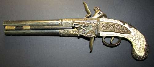 Vintage Non Functional Replica Flintlock Pistol Wall Hanger ( Stunning Piece )