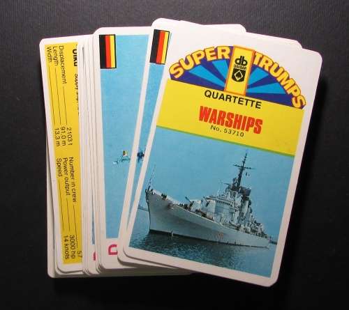 Vintage Super Trumps Playing Cards - Warships