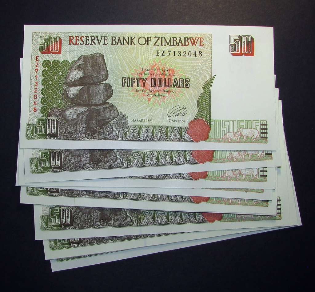 Zimbabwe - 15 by 50 Dollar Banknotes in Sequence