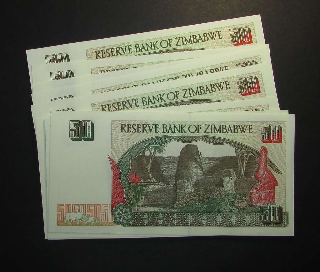 Zimbabwe - 15 by 50 Dollar Banknotes in Sequence