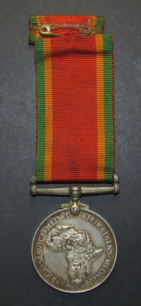 Full Size World War Two Africa Service Medal (Silver)To:NRV N.H.Erasmus