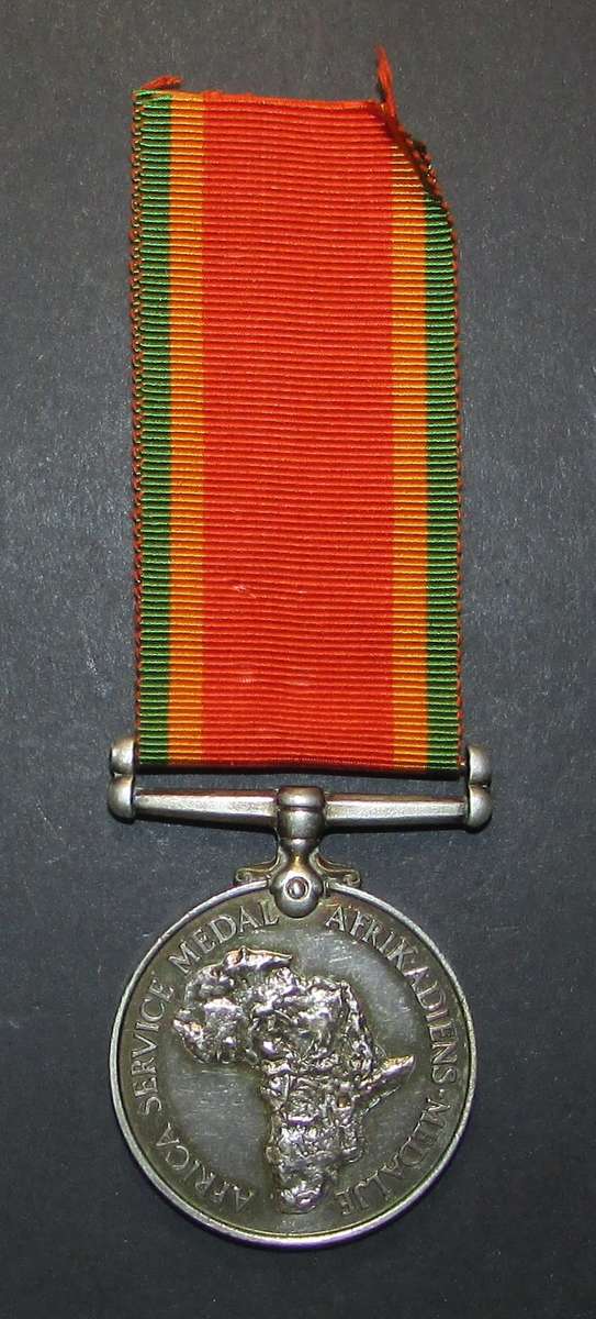 Full Size World War Two Africa Service Medal ( Silver ) To:134340 F.Coetzee