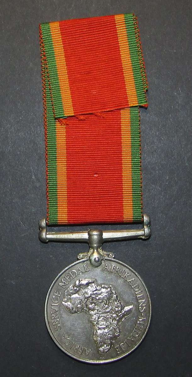 Full Size World War Two Africa Service Medal ( Silver ) To:732810 D.Walker