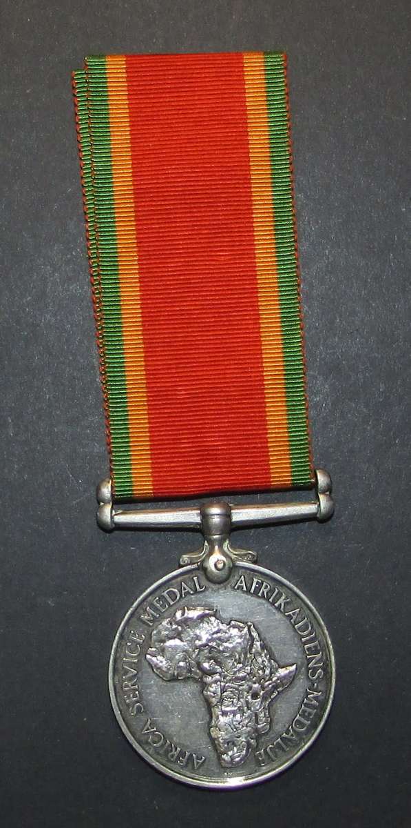 Full Size World War Two Africa Service Medal ( Silver ) To:235890 J.Barrow