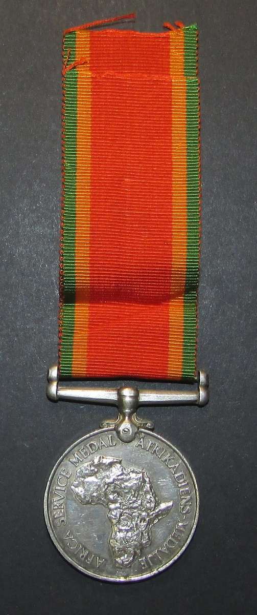 Full Size World War Two Africa Service Medal ( Silver ) To:321 R.NHatton