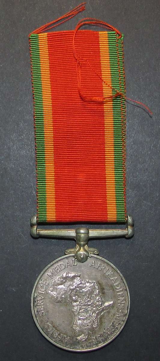 Full Size World War Two Africa Service Medal ( Silver ) To:188501 E.B.Leaonard