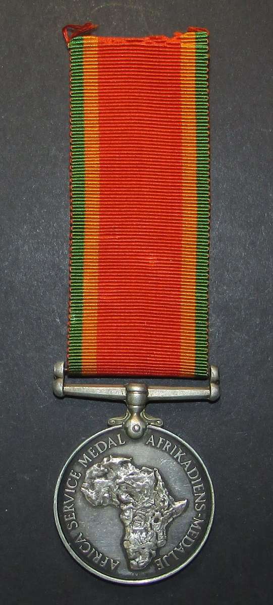 Full Size World War Two Africa Service Medal ( Silver ) To:190492 J.Le Grange