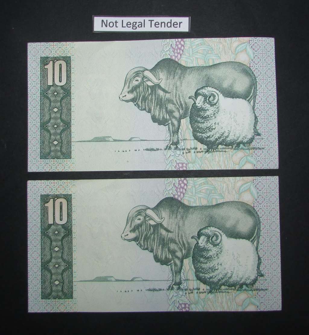 South Africa - 2 by 10 Rand Notes in Sequence and UNC