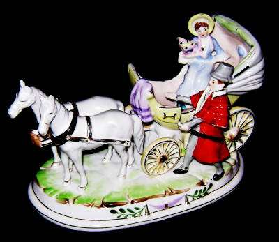 Stunning Porcelain - Large Two Horse Carriage
