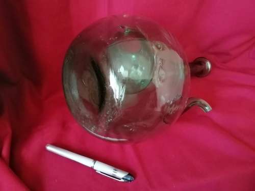 A vintage handblown Green Italian glass wine chiller / decanter /carafe with ice holder.