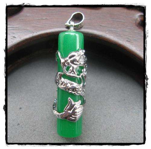 AAAÂ Green Jade silver dragon pendant for guys or a gift for a guy