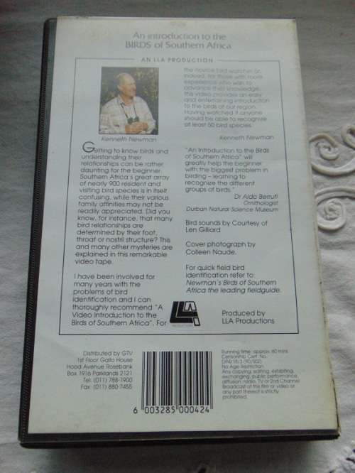 3 Bird VHS Cassettes  Introduction to Birds of Southern Africa, Introduction to Garden Birds of Sou