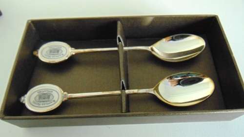 Stainless Steel Raffles Hotel (Singapore) teaspoons - Two in original presentation box