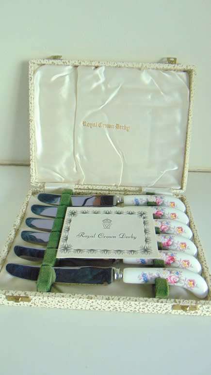 Royal Crown Derby Porcelain handled knives